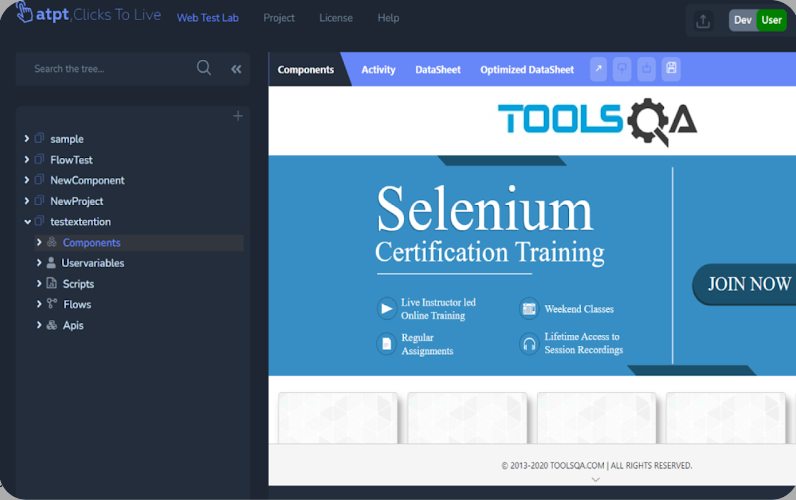 Cloud-based testing platform with browser extension for automated web testing